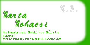 marta mohacsi business card